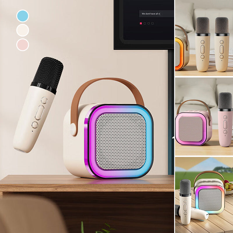 Mini karaoke zařízení — 2 bezdrátové mikrofony, čistý zvuk