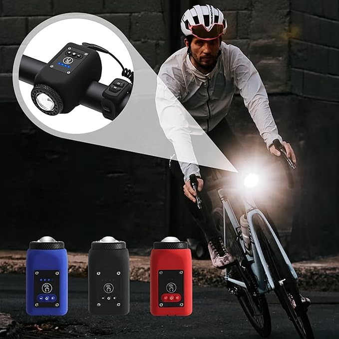 Rowerowy elektroniczny klakson i światło 2 w 1, 110 dB, odporne na wodę