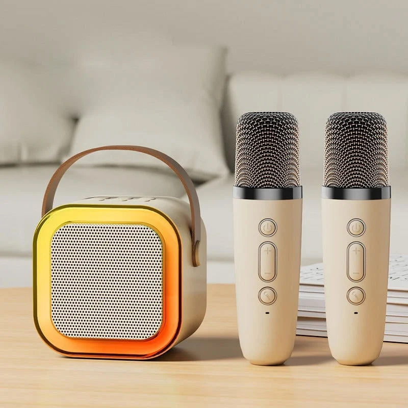 Mini karaoke zařízení — 2 bezdrátové mikrofony, čistý zvuk