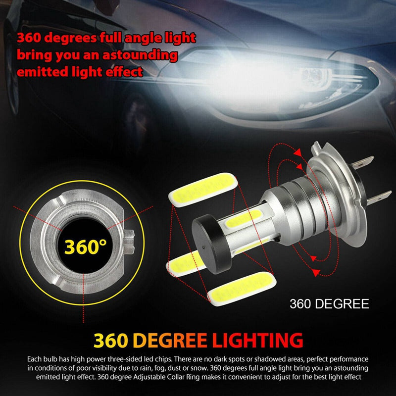 ערכת נורות פנס LED מסוג H7 — 4 נורות חלופיות בעלות בהירות גבוהה