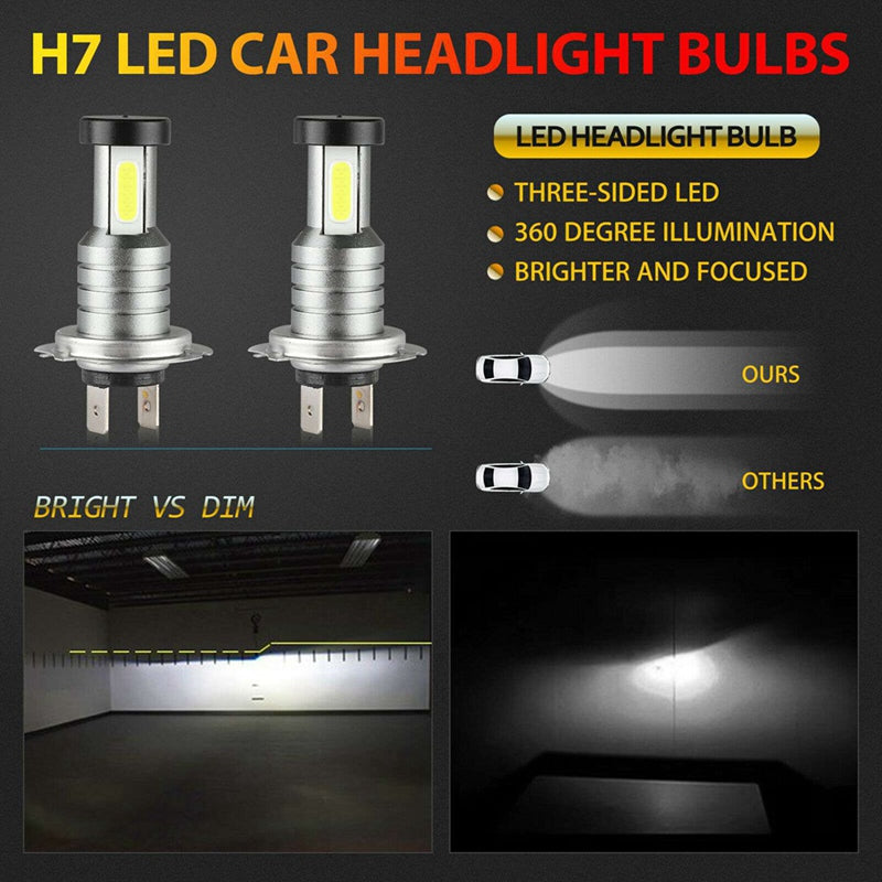 ערכת נורות פנס LED מסוג H7 — 4 נורות חלופיות בעלות בהירות גבוהה