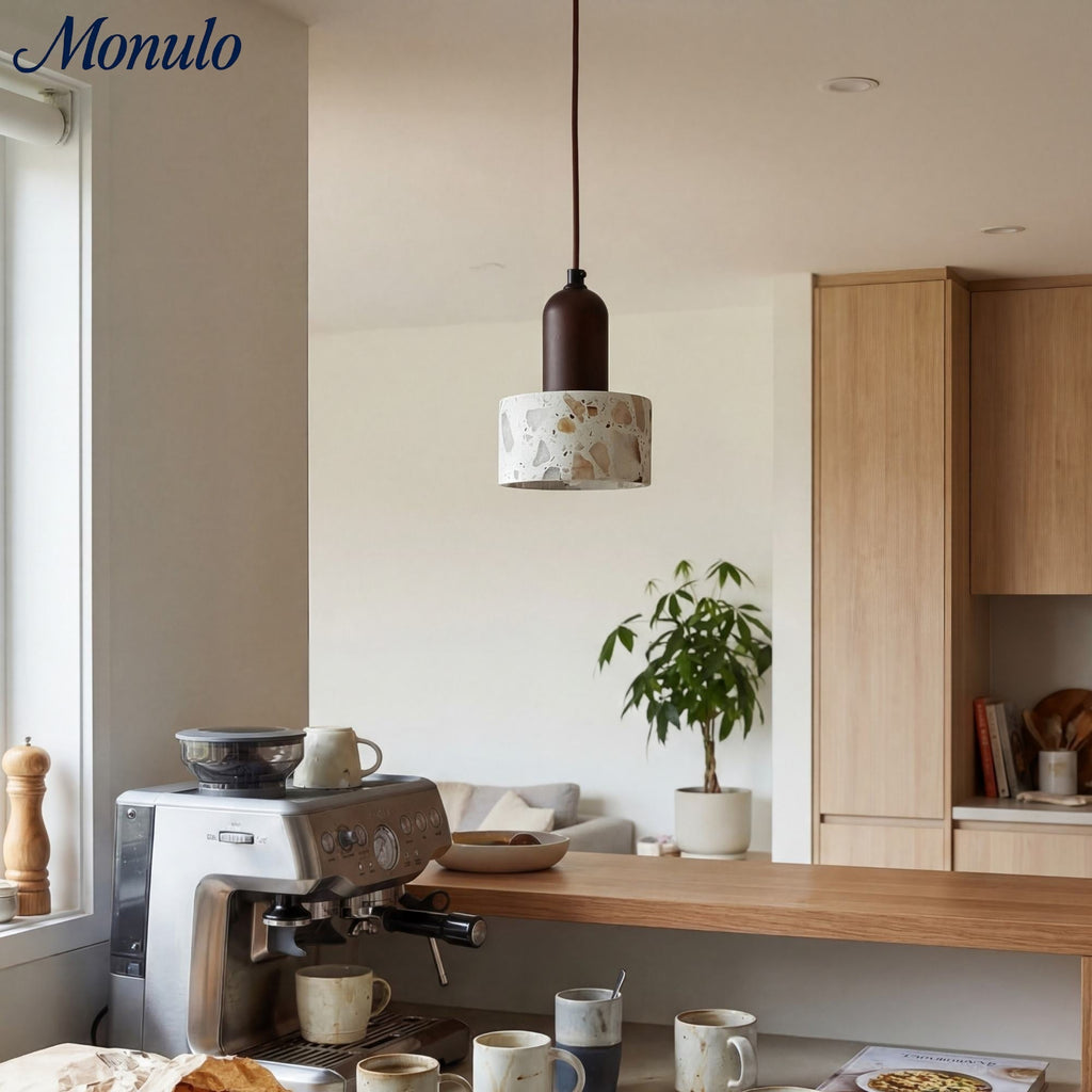 Wabi-sabi Style Water-polished Translucent Stone Retro Pendant Lamp | Souliia