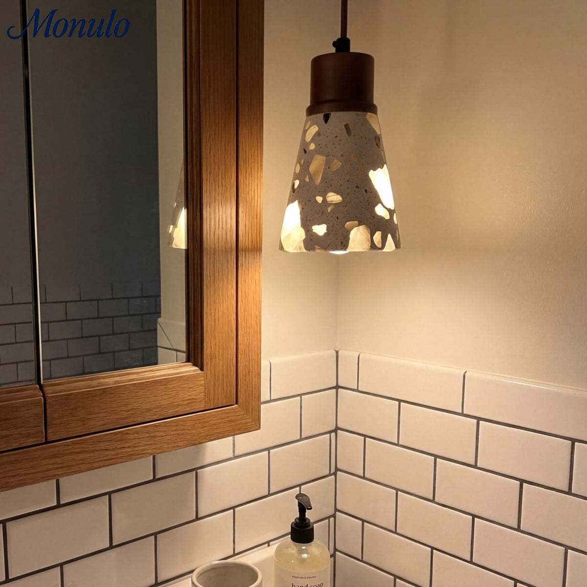 Wabi-sabi Style Water-polished Translucent Stone Retro Pendant Lamp | Souliia