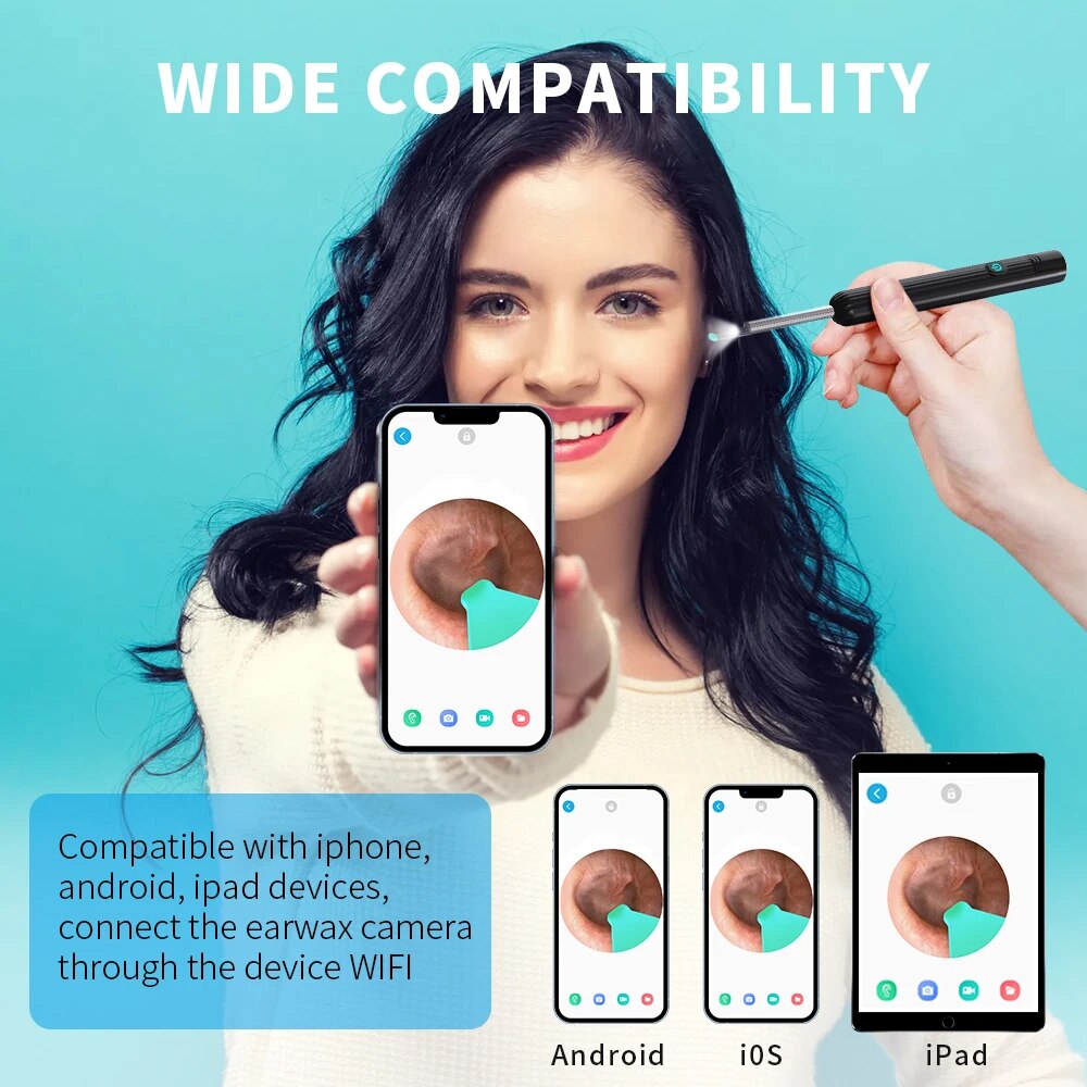 Nettoyeur d'oreilles avec caméra HD - Inspection en direct sur smartphone