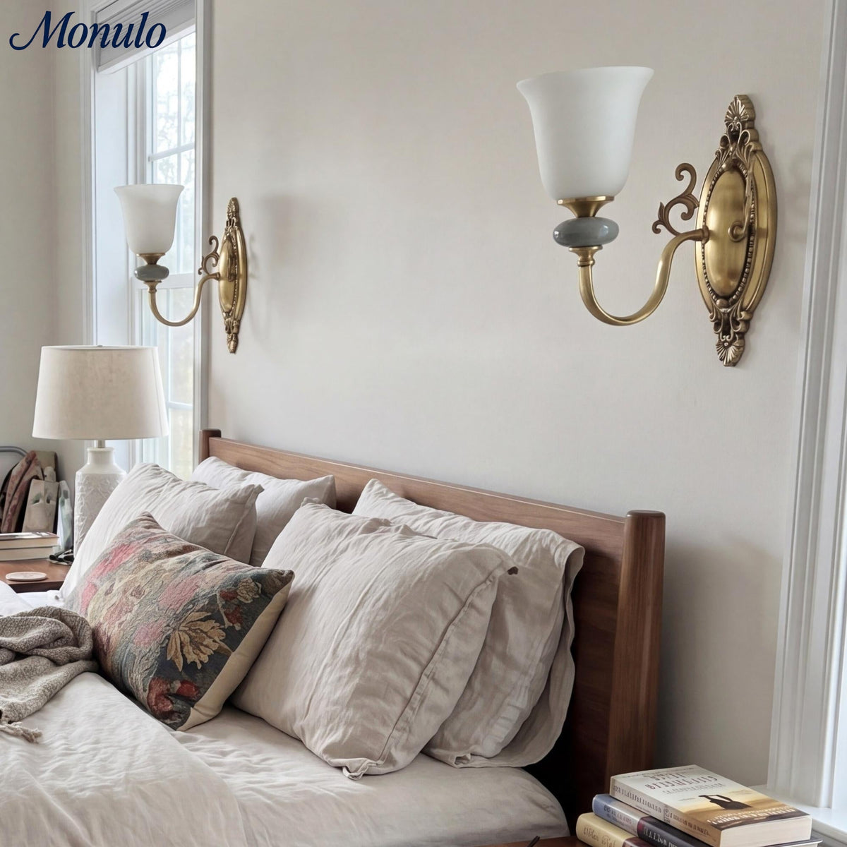 Rowan Classic Fabric Shade Sconce – Ceramic Wall Light for Hallway or Bedroom | Souliia
