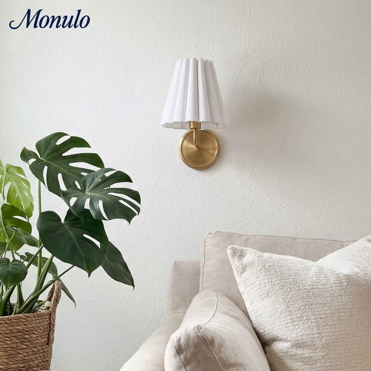Ruffmeto Textured Pleated Fabric Modern Wall Light for Living Rooms | Souliia