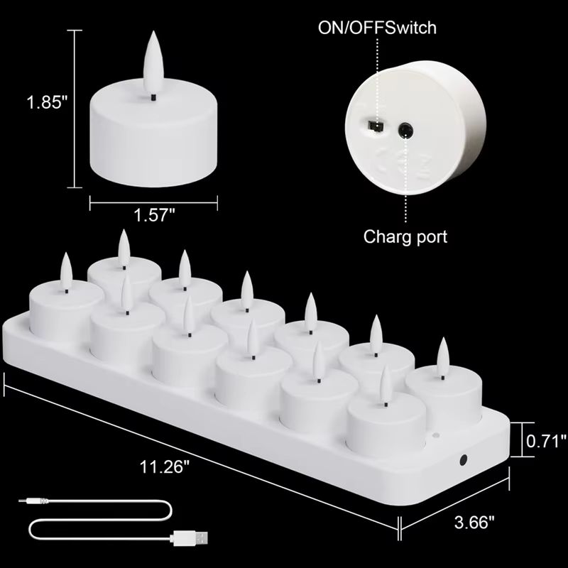 Bougies LED rechargeables avec station de charge USB - Souliia