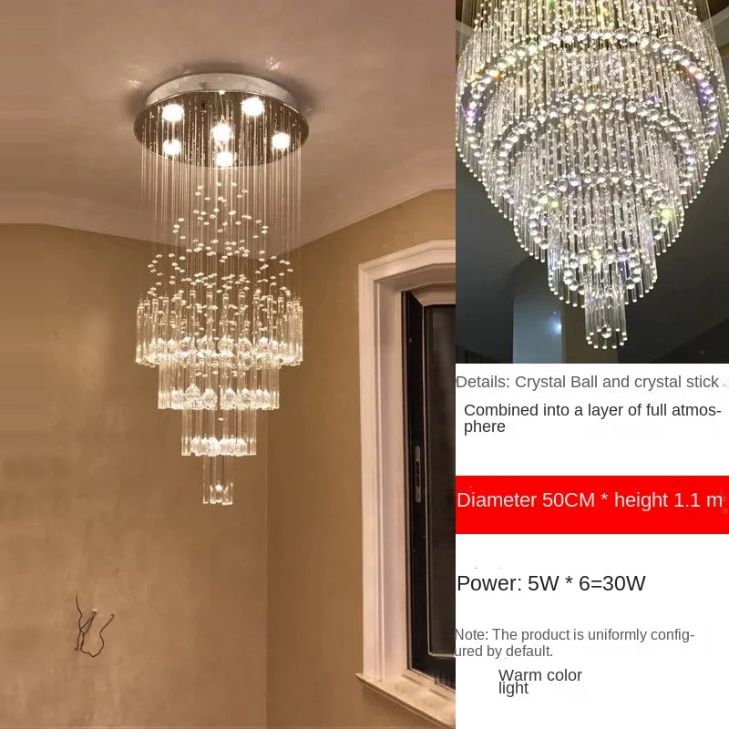 Lumina Crystal Chandelier — Stainless Steel Framework, Raindrop Crystal Elements