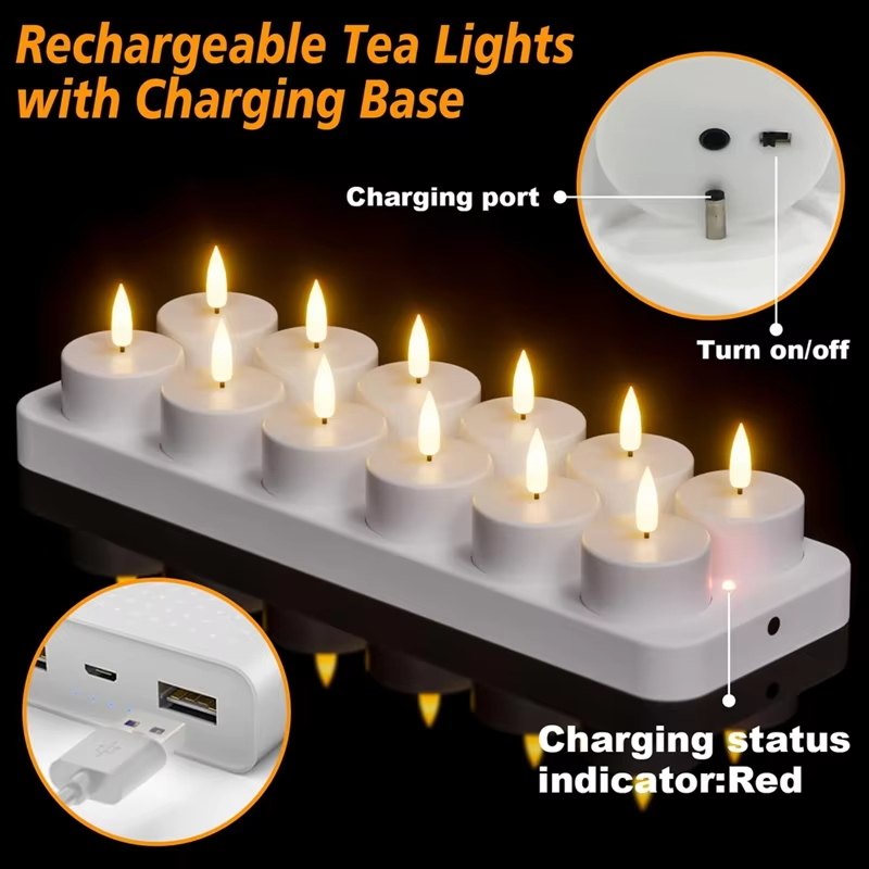 Bougies LED rechargeables avec station de charge USB - Souliia