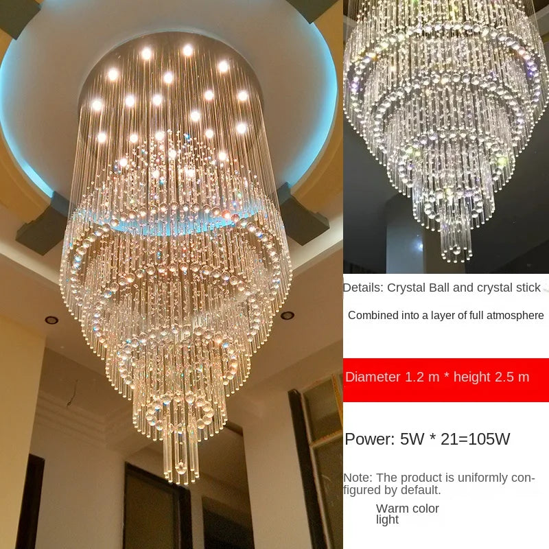 Lumina Crystal Chandelier — Stainless Steel Framework, Raindrop Crystal Elements