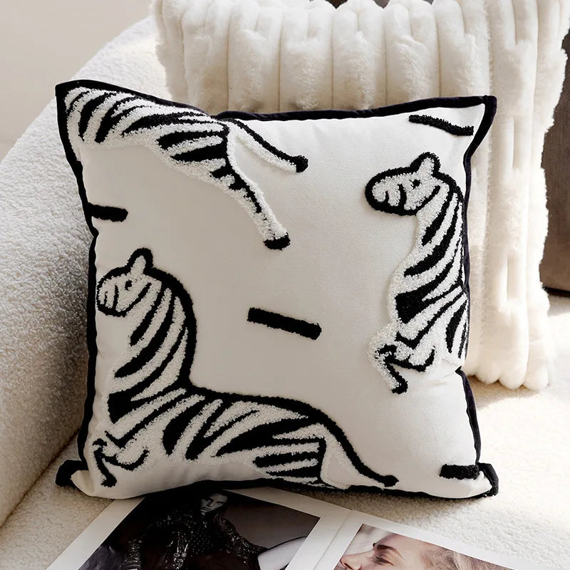 Lyra Linen and Cotton Embroidered Horse Pillow Cover