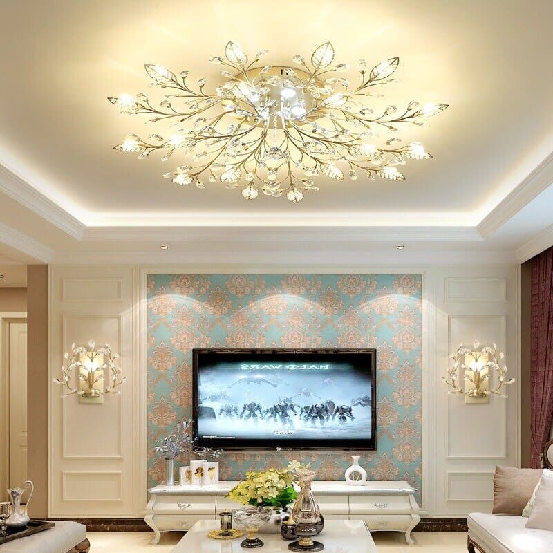 Liora Crystal Wall Chandelier — Cut Facets And Floral Silhouette