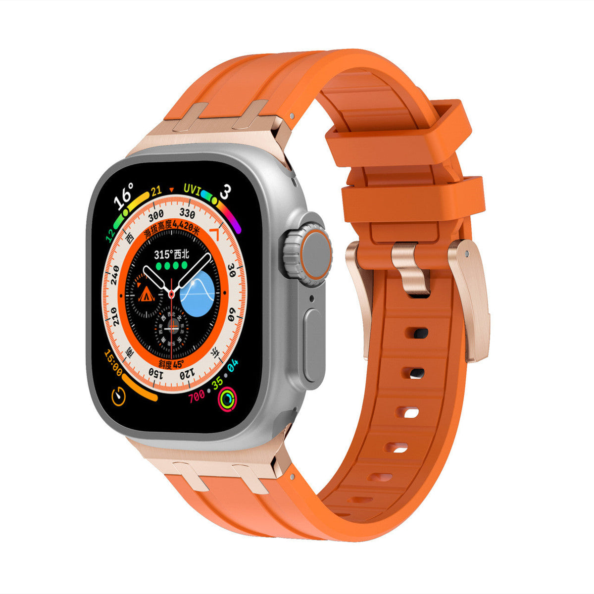 NovaFlex Liquid Silicone Strap for Apple Watch Edition — Polished Metal End Cap
