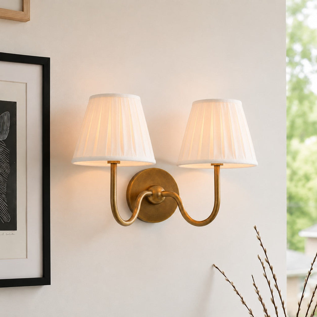 Luvora Fabric Shade Wall Sconce with Drum Shade - Classic Pleated Sconce Light | Souliia