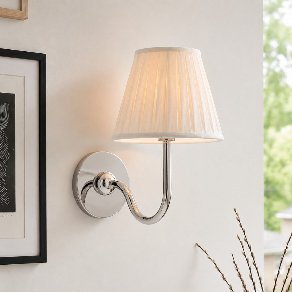 Luvora Fabric Shade Wall Sconce with Drum Shade - Classic Pleated Sconce Light | Souliia