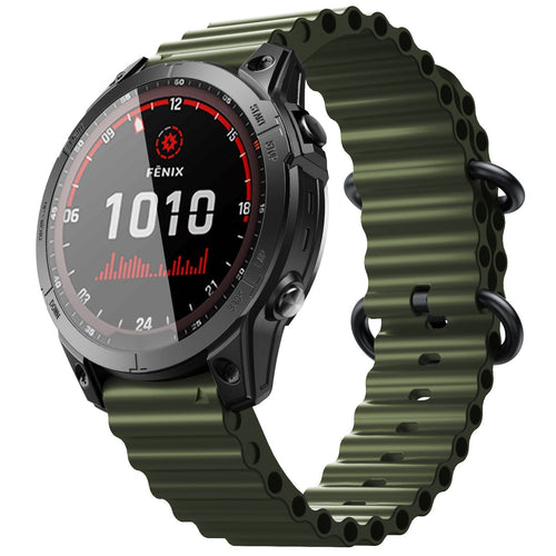AquaStride Silicone Ocean Band — 22mm and 26mm Replacement Strap for Garmin