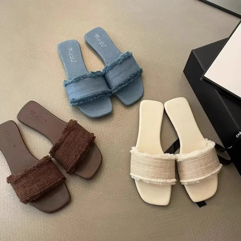 Mules Lin Effilochées