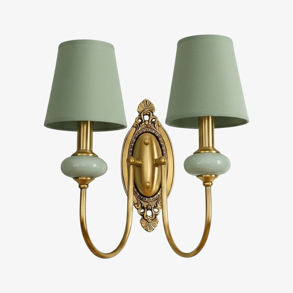 Rowan Classic Fabric Shade Sconce – Ceramic Wall Light for Hallway or Bedroom | Souliia