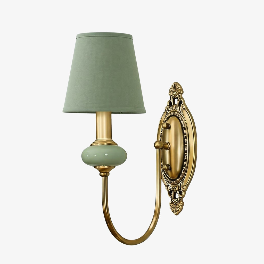 Rowan Classic Fabric Shade Sconce – Ceramic Wall Light for Hallway or Bedroom | Souliia