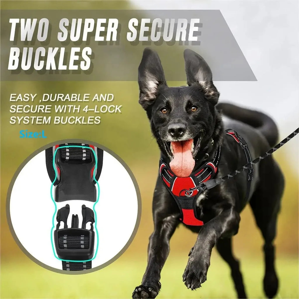 PawsLux Leather Dog Collar, Harness and Leash Set