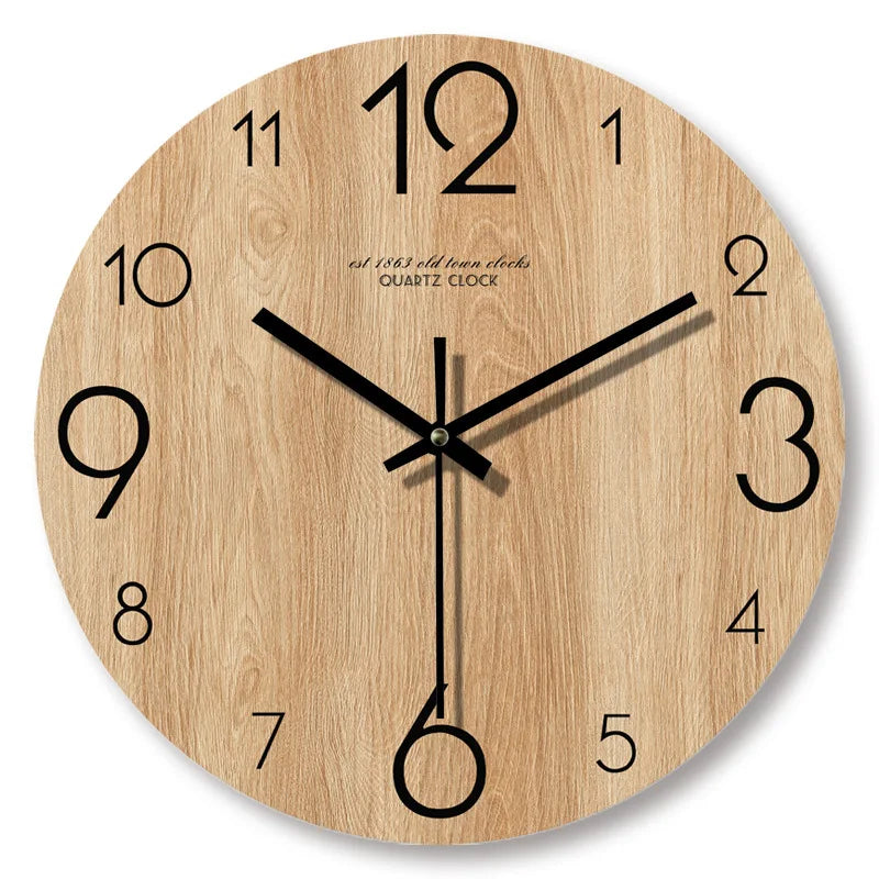 Wood Grain Wall Clock with Elegant Timber Finish - Souliia