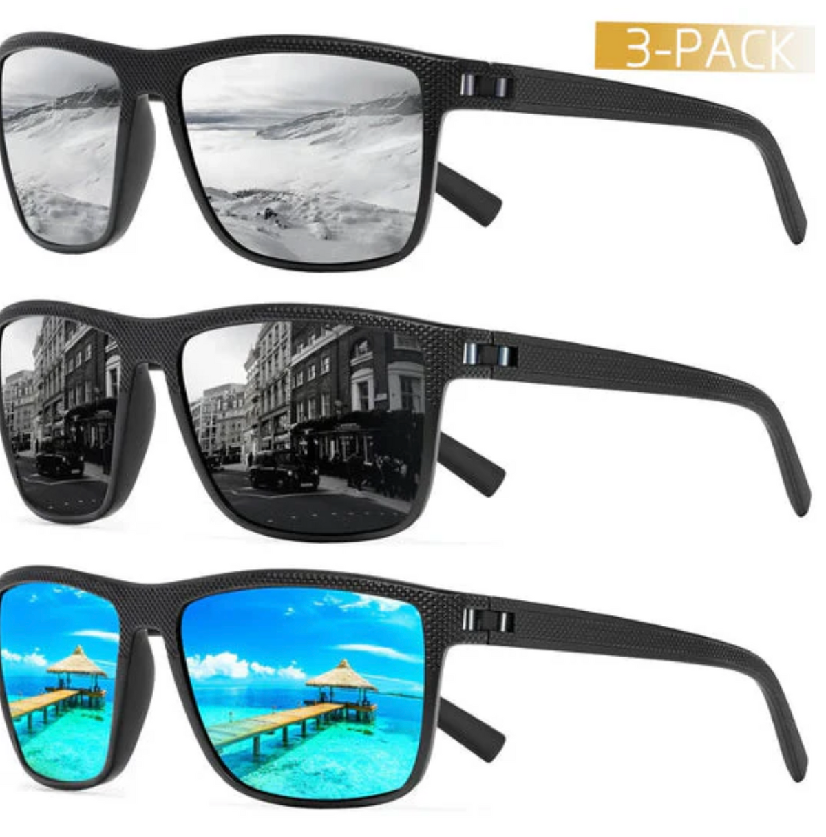 Set of 3 UV400 Polarized Sunglasses - Souliia