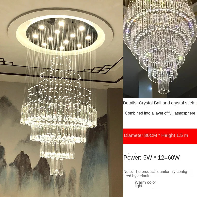 Lumina Crystal Chandelier — Stainless Steel Framework, Raindrop Crystal Elements