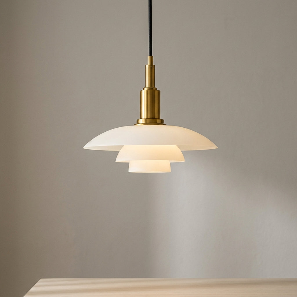 Nordell Scandinavian Pendant Lamp — Glass and Metal Build, Tabletop Stand, Focused Downlight