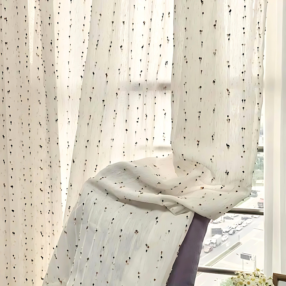 Sugarbean Sheer Tulle Curtain — Bold Embroidery