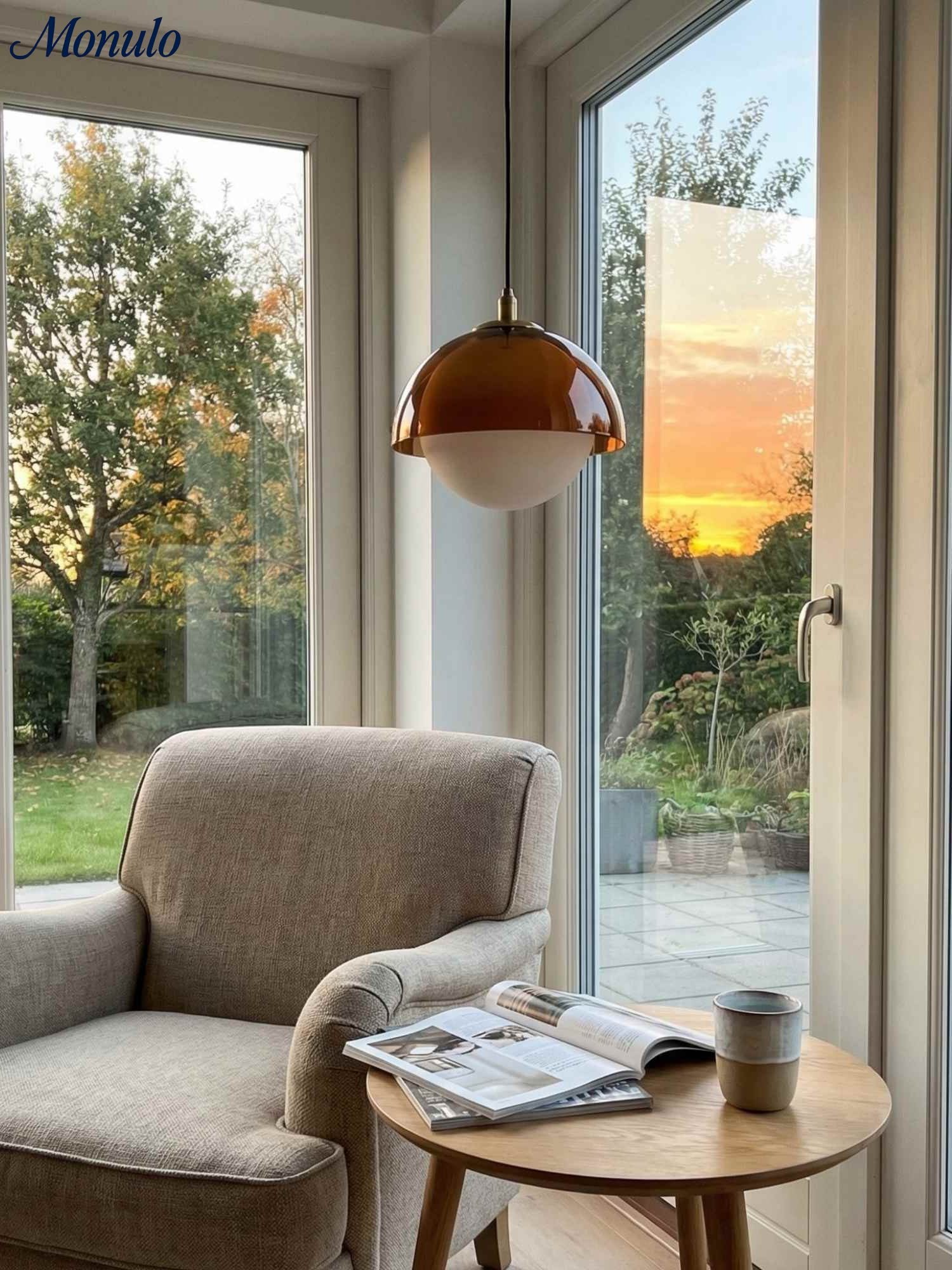 Sunset Afterglow Vintage Pendant Lamp Decorative Ambient Pendant Light for Bedroom and Reading Nook | Souliia