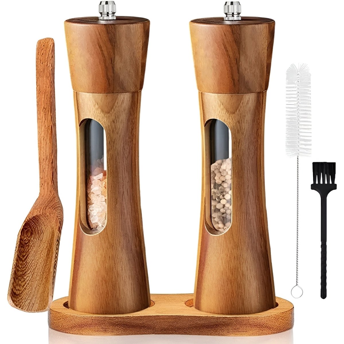 Millhaven Wooden Salt And Pepper Mills — Adjustable Fine To Coarse Grinding Mechanism