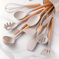 Twelve-Piece Silicone Kitchen Utensil Set with Bamboo Grips - Souliia