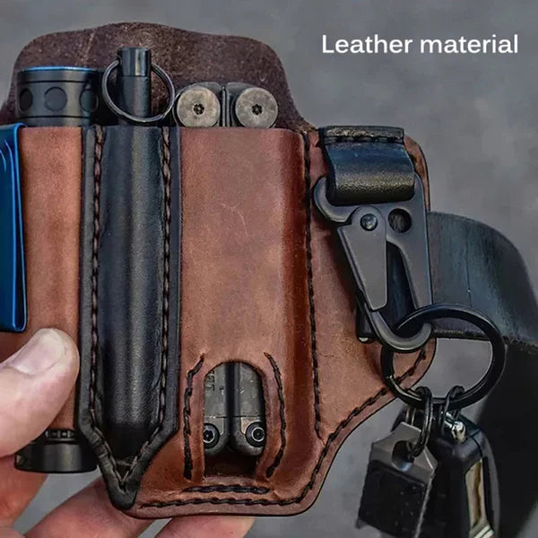 Leren tactische multitool-heuptas — versterkte achterkant