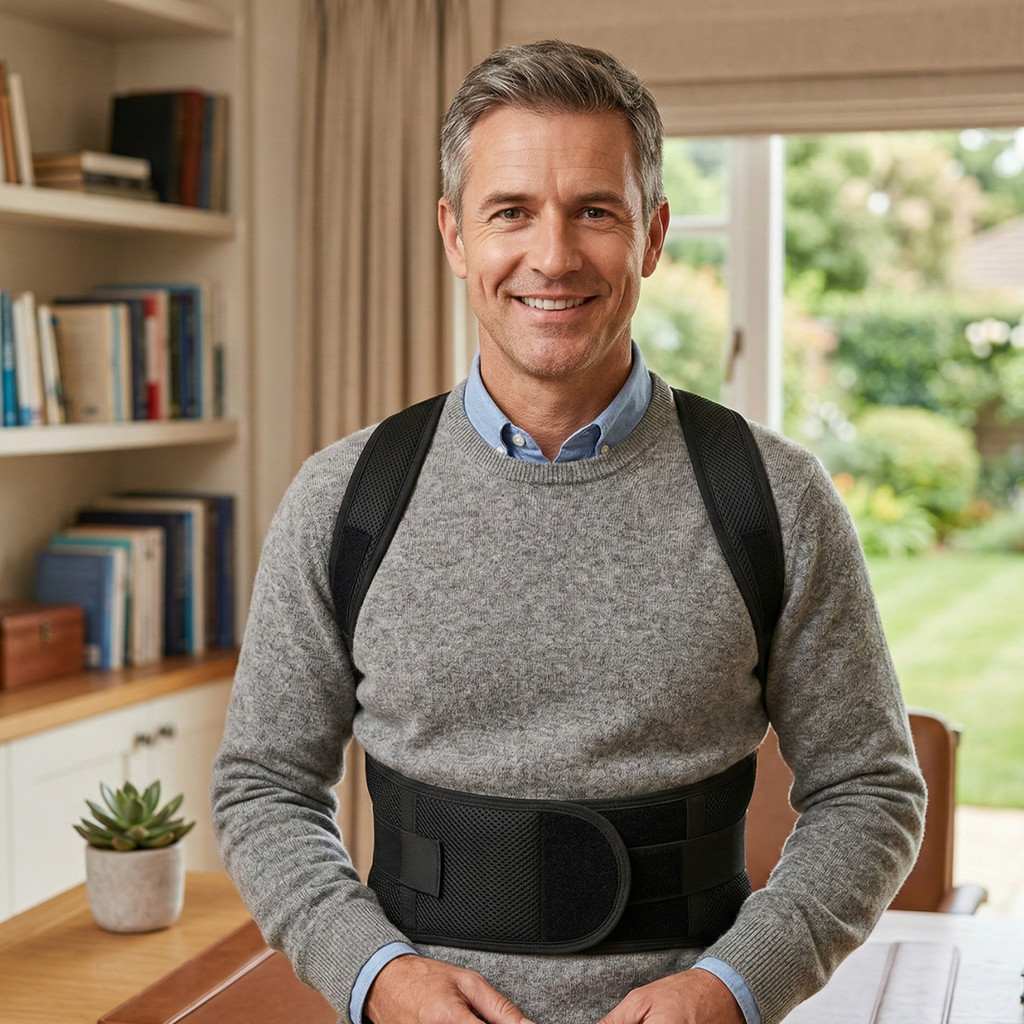ErgoPosture Adjustable Back Support Brace — Spinal Alignment, Discreet Unisex Design