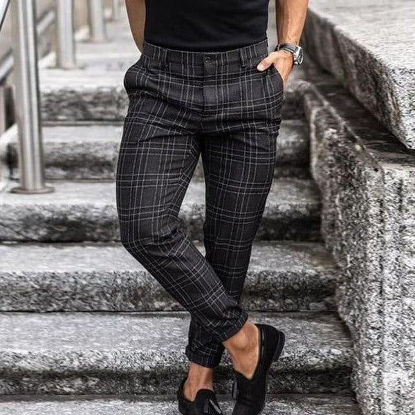 Vintage Checkered Pants — Casual Style, Outside Pockets