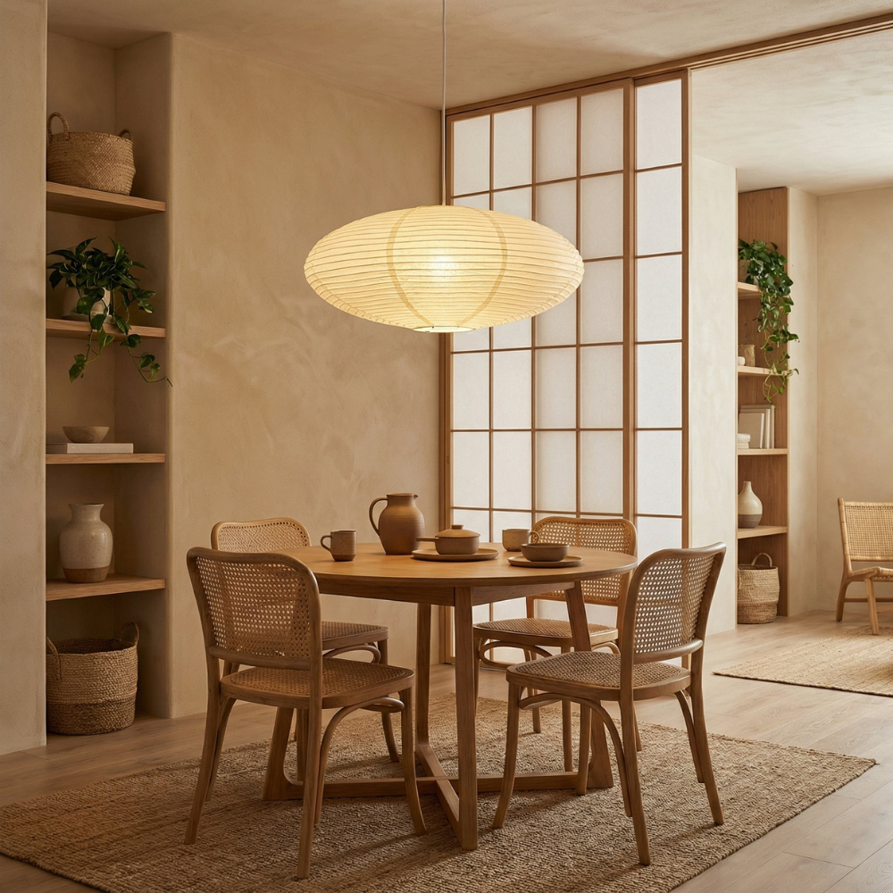 Novae Paper Pendant Lamp — Cable Suspended Ceiling Light, Soft Shade