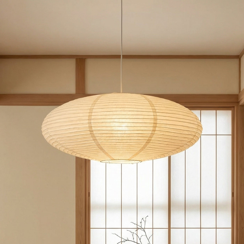Novae Paper Pendant Lamp — Cable Suspended Ceiling Light, Soft Shade