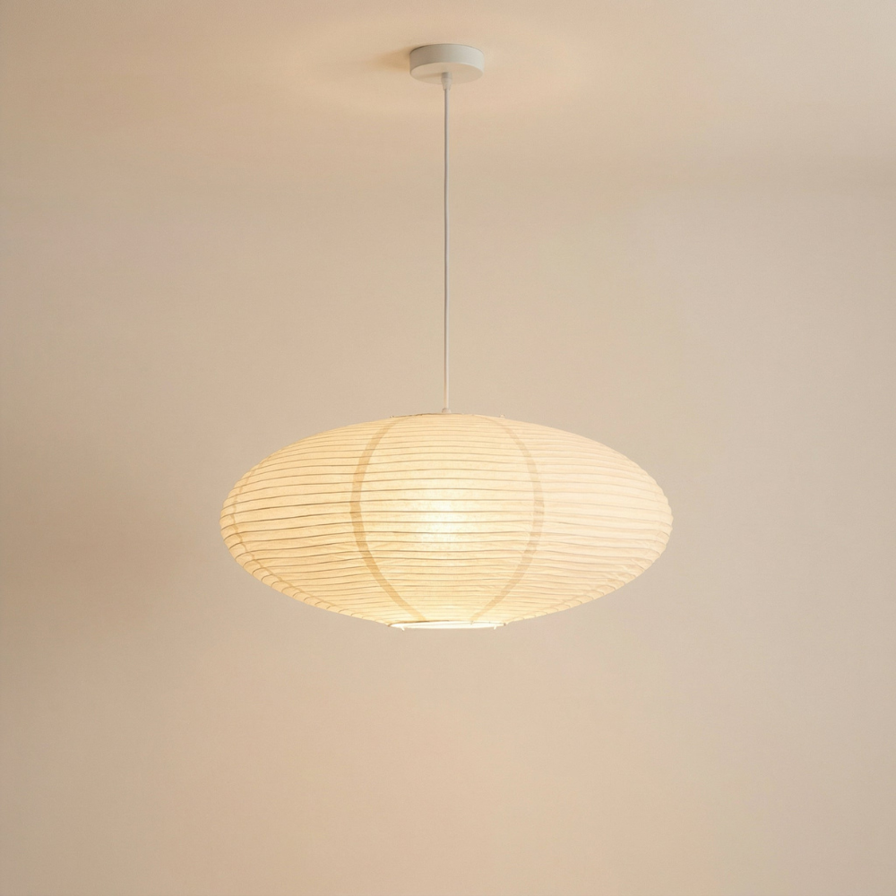 Novae Paper Pendant Lamp — Cable Suspended Ceiling Light, Soft Shade