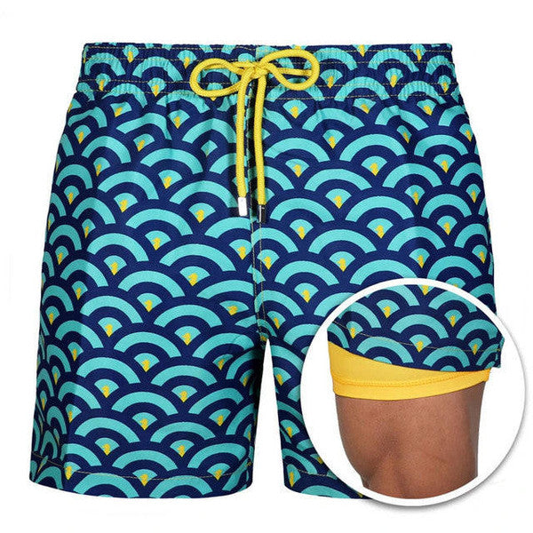 Beach Shorts with Integrated Stretch Lining and Zipper Pocket