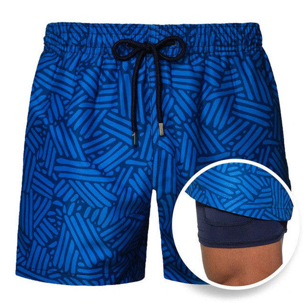 Beach Shorts with Integrated Stretch Lining and Zipper Pocket