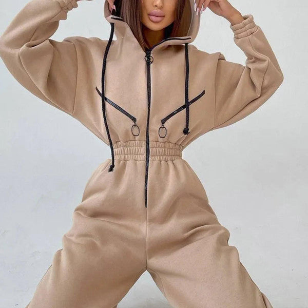 Mono con capucha básico de algodón y spandex — Prenda de una pieza para invierno