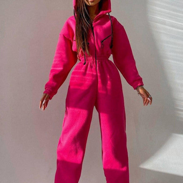Mono con capucha básico de algodón y spandex — Prenda de una pieza para invierno
