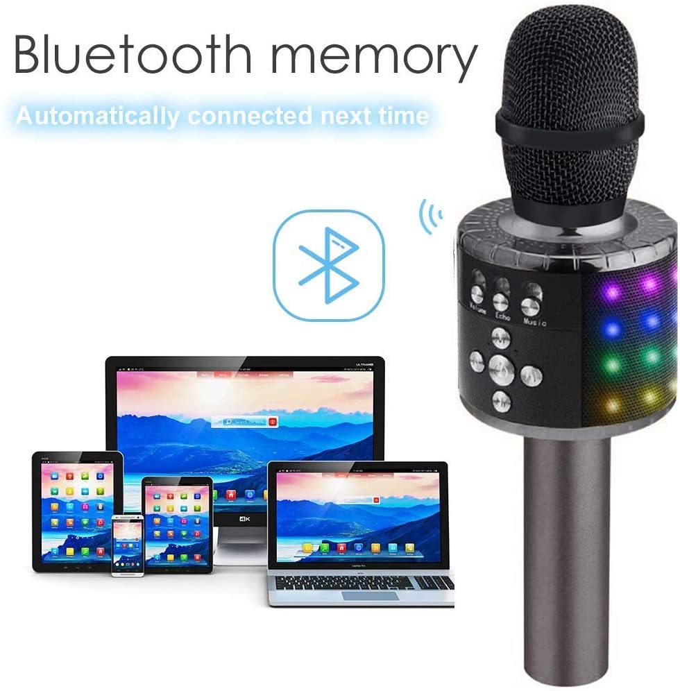 4-in-1-langaton Bluetooth-karaokemikrofoni LED-valoilla