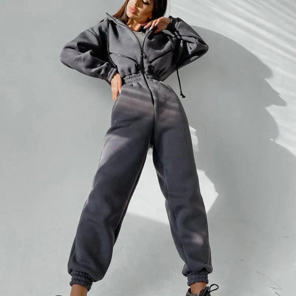 Mono con capucha básico de algodón y spandex — Prenda de una pieza para invierno