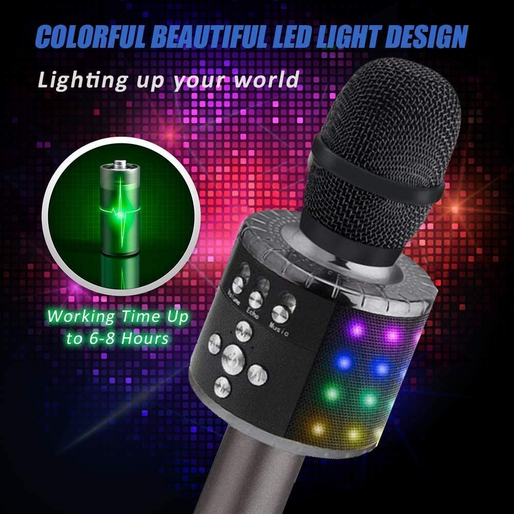 4-in-1-langaton Bluetooth-karaokemikrofoni LED-valoilla
