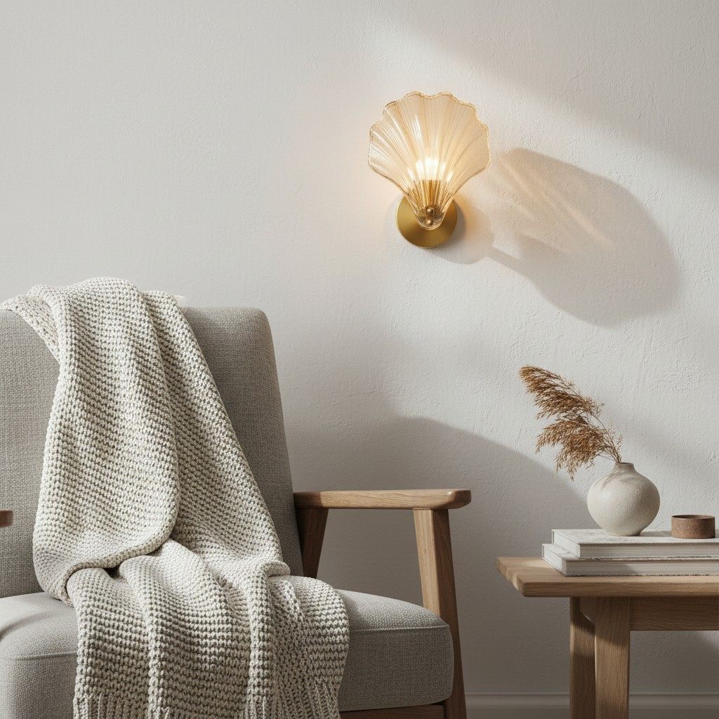 Shellora Stylish Shell Wall Light – Sculptural Glass and Metal Wall Lamp for Home N44 | Souliia