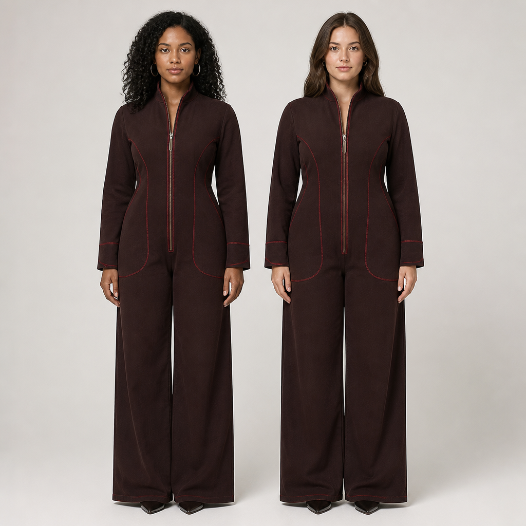 Velozia – Waist-Sculpting Wide-Leg Denim Jumpsuit with Zip Front - Souliia