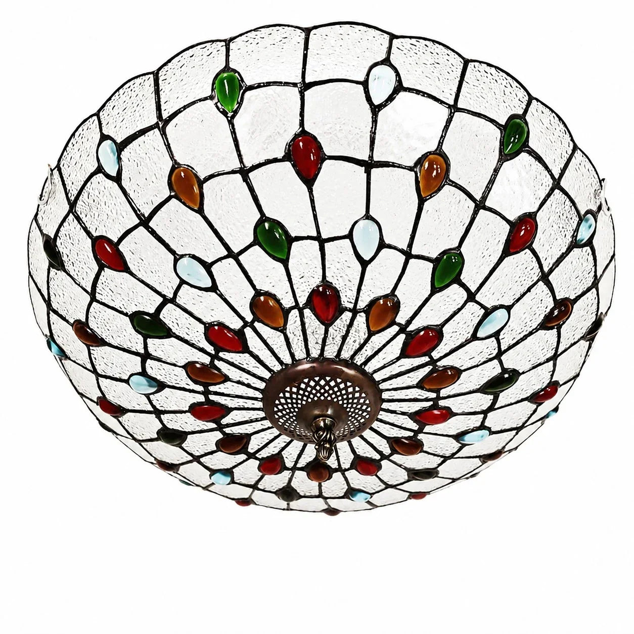 Tiffany-Style Stained Glass Flush Mount Light | Souliia