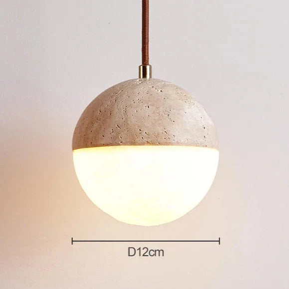 Travertine Ball Pendant Light | Souliia