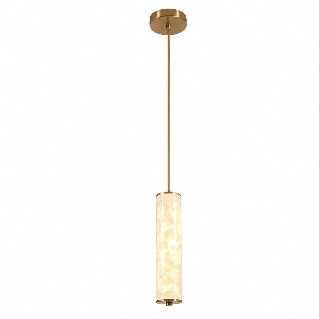 Slender Capiz Shell Cylinder Nordic Pendant Light – For Bedroom and Dining Room | Souliia